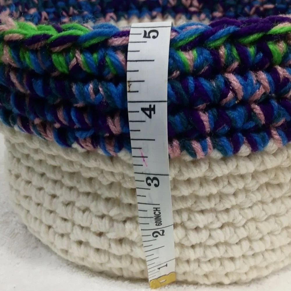 Hand Crafted Farmhouse Basket Hand Crochet Storage Nesting Planter Essential